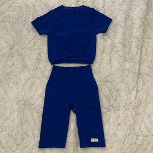 Blue Women's Bike Shorts Set